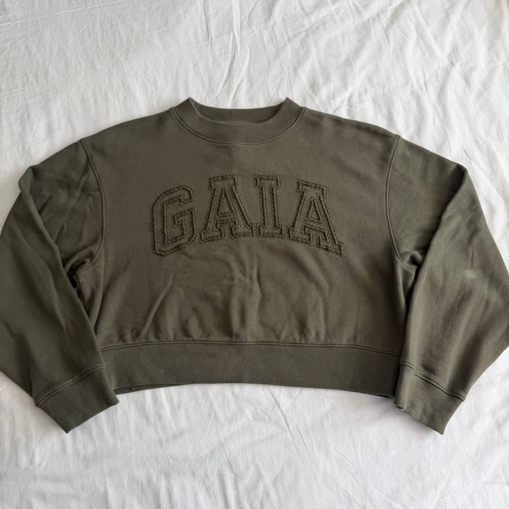 GAP x Cult Gaia Olive Green Cropped Sweatshirt